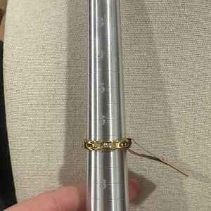 Gold Chain Link Ring with Diamonds